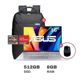 Oechsle Laptop asus vivobook 16x m1603qa-mb110w amd ryzen 5 8gb ram 512gb ssd 16 + mochila + mouse alámbrico oferta