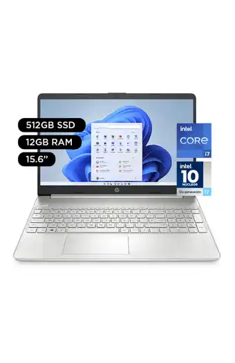 Tiendas EFE Laptop hp 15.6 windows 11 intel core i7-1255u 12gb 512gb ssd 15-dy5010la oferta