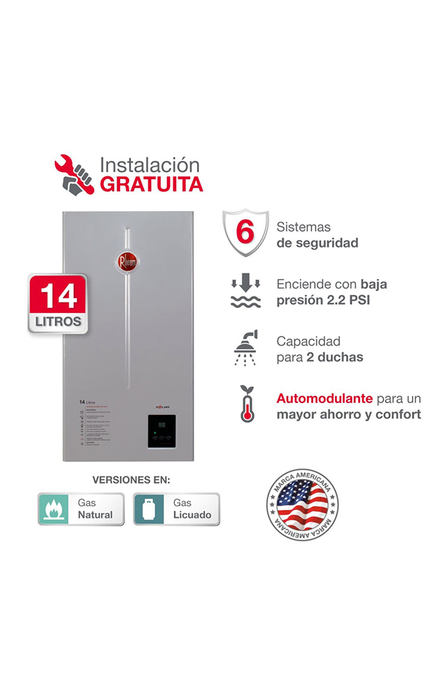 Tiendas EFE Terma a gas 14lt gn rheem oferta