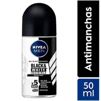 Mifarma Antitranspirante roll-on nivea invisible black & white para hombre - frasco 50 ml oferta
