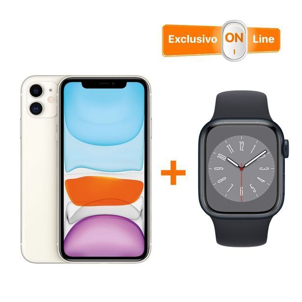 iShop Iphone 11 blanco - 128 gb + watch s8 (41mm) medianoche oferta