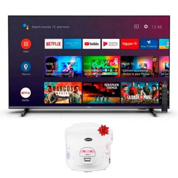 Hiraoka Televisor philips led 4k uhd ambilight smart 75 75pud7906 + olla arrocera miray om-t339 1.8l blanco oferta