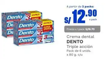 Makro Crema dental DENTO Triple acción Pack de 6 unids. x 80 g. c/u oferta