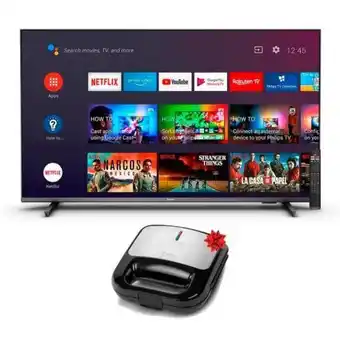 Hiraoka Televisor philips led 4k uhd ambilight smart 70 70pud7906 + sandwichera miray sm-72 oferta