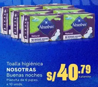 Makro Toalla higiénica NOSOTRAS Buenas noches Plancha de 6 pqtes. x 10 unids. oferta
