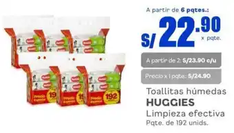 Makro Toallitas húmedas HUGGIES Limpieza efectiva Pqte. de 192 unids. oferta