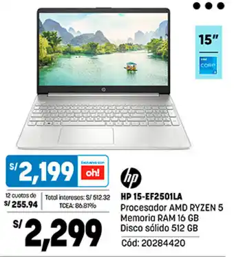 Plaza Vea HP 15-EF2501LA Procesador AMD RYZEN 5 Memoria RAM 16 GB Disco sólido 512 GB oferta