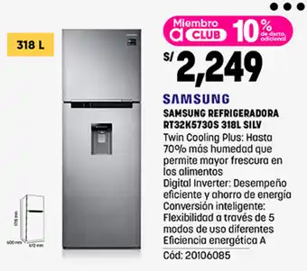 Plaza Vea SAMSUNG REFRIGERADORA RT32K5730S 318L SILV oferta