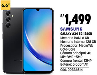 Plaza Vea SAMSUNG GALAXY A34 5G 128GB oferta