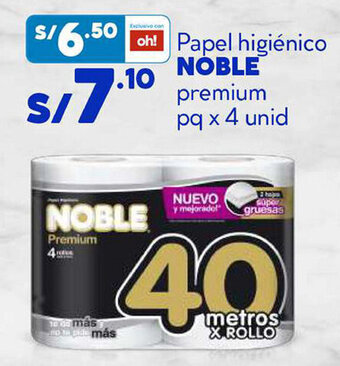 Plaza Vea Papel higiénico NOBLE premium pq x 4 unid oferta