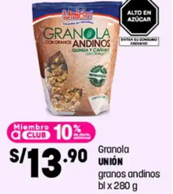 Plaza Vea GRANOLA Unión UNION granos andinos bl x 280 g oferta