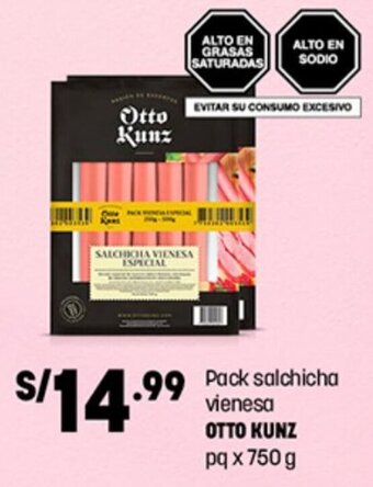Plaza Vea Pack salchicha vienesa OTTO KUNZ pq x 750 g oferta