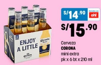 Plaza Vea Cerveza CORONA mini extra pk x 6 bt x 210 ml oferta