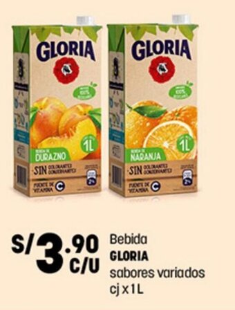 Plaza Vea Bebida GLORIA sabores variados cjx1L oferta