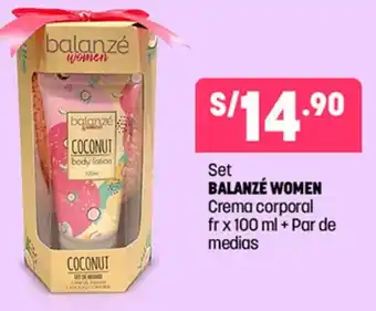Plaza Vea Set BALANZÉ WOMEN Crema corporal fr x 100 ml + Par de oferta