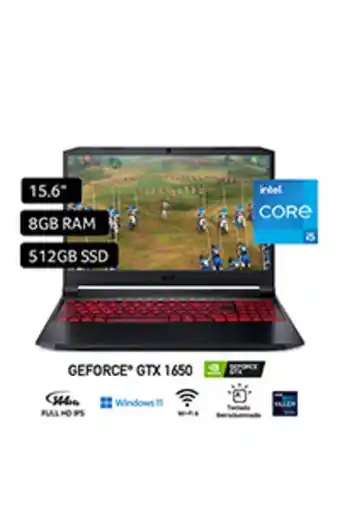 La Curacao Laptop gamer acer nitro 5 15.6 windows 11 intel core i5 11400h 8gb 512gb ssd nvidia gtx1650 an515-57-57u5 oferta