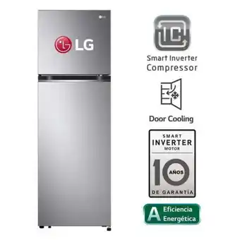 Oechsle Refrigeradora lg no frost gt26bpp top freezer 264l con door cooling plateada oferta
