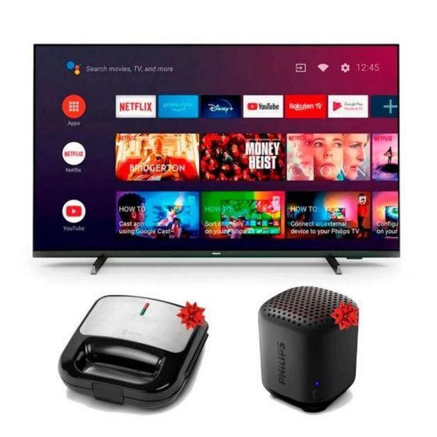 Hiraoka Televisor philips led 4k uhd smart 65 65pud7406 + parlante bluetooth philips - tas1505 + sandwichera miray sm-72 oferta