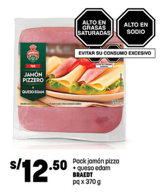 Plaza Vea Pack jamón pizza + queso edam BRAEDT pq x 370 g oferta