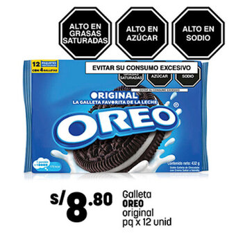 Plaza Vea Galleta OREO original pq x 12 unid oferta