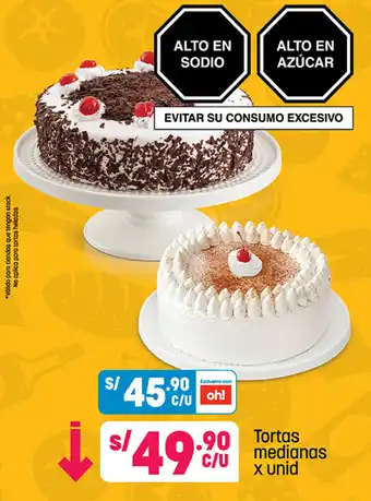 Plaza Vea Tortas medianas x unid oferta