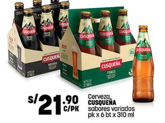 Plaza Vea Cerveza CUSQUEÑA sabores variados pk x 6 bt x 310 ml oferta