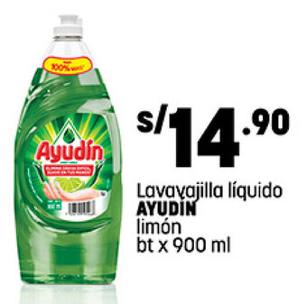 Plaza Vea Lavavajilla líquido AYUDIN limón bt x 900 ml oferta