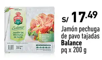 Plaza Vea Jamón pechuga de pavo tajadas Balance pq x 200 g oferta