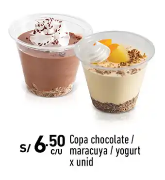 Plaza Vea Copa chocolate / maracuya / yogurt x unid oferta