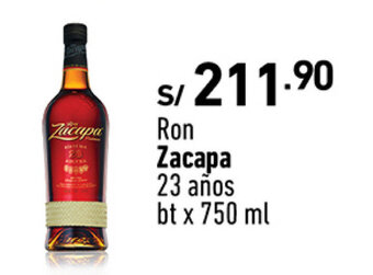Plaza Vea Ron Zacapa 23 años bt x 750 ml oferta
