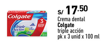 Plaza Vea Crema dental Colgate triple acción pk x 3 unid x 100 ml oferta