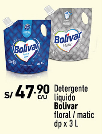 Plaza Vea Detergente Liquido Bolivar floral / matic dp x 3 L oferta