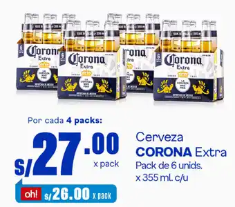 Plaza Vea Cerveza CORONA Extra Pack de 4 packs x 6 unids. x 355 ml. c/u oferta