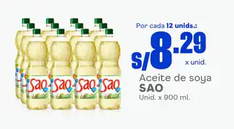 Plaza Vea Aceite de soya SAO Unid. x 900 ml. oferta