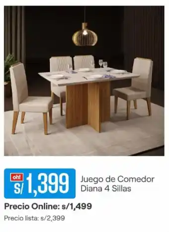 Promart Juego de Comedor Diana 4 Sillas oferta