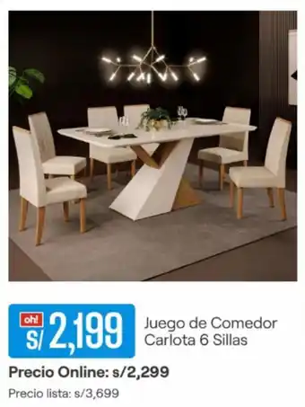 Promart Juego de Comedor Carlota 6 Sillas oferta