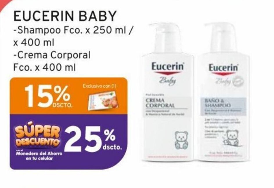 Mifarma EUCERIN BABY -Shampoo Fco. x 250 ml / x 400 ml -Crema Corporal Fco. x 400 ml oferta