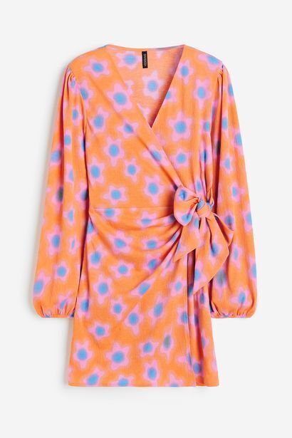 H&M Vestido cruzado con mangas globo oferta