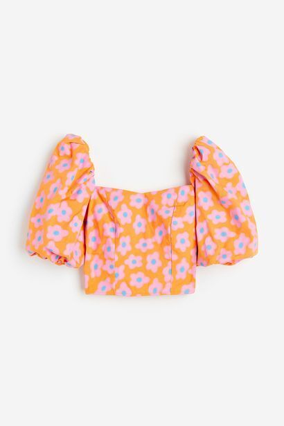 H&M Blusa de popelina con manga abullonada oferta