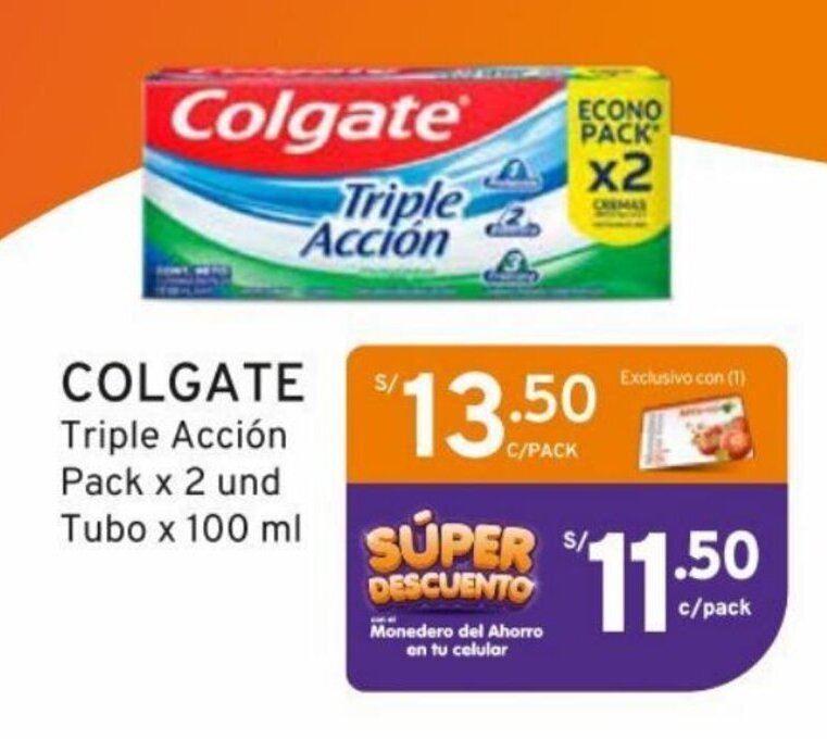Mifarma Colgate Triple Acción Pack x 2 und Tubo x 100 ml oferta