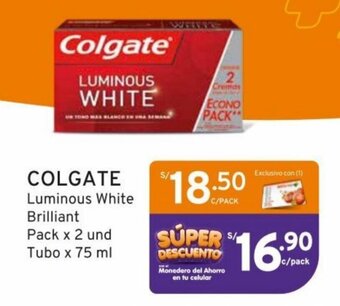 Mifarma COLGATE Luminous White Brilliant Pack x 2 und Tubo x 75 ml oferta