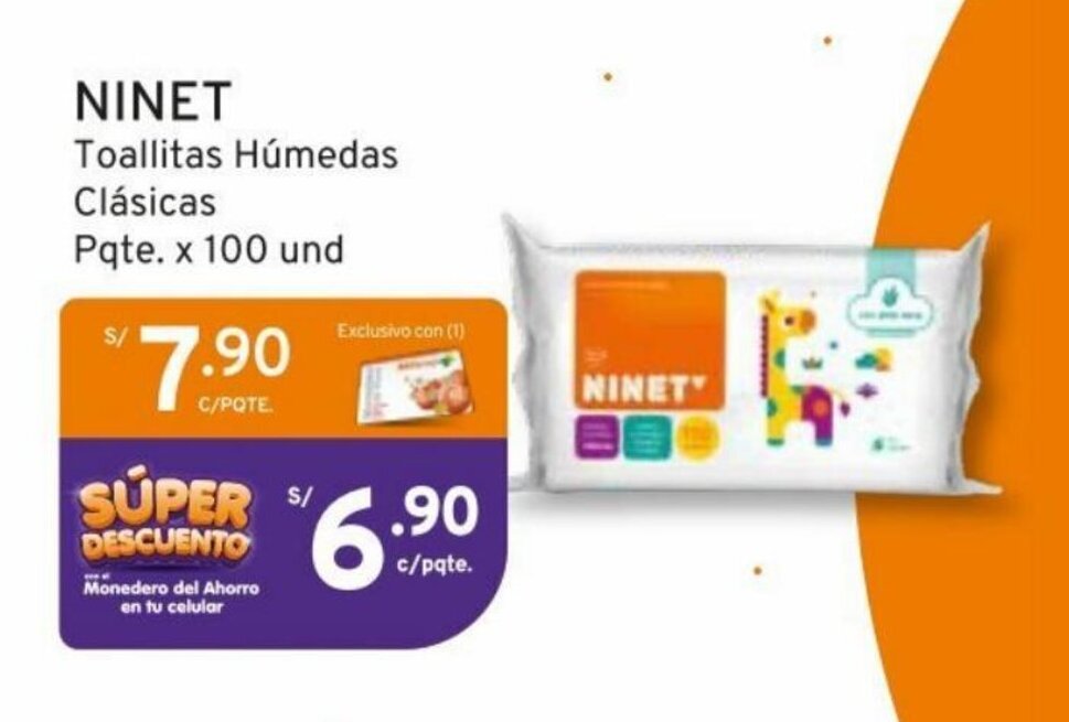 Mifarma NINET Toallitas Húmedas Clásicas Pqte. x 100 und oferta