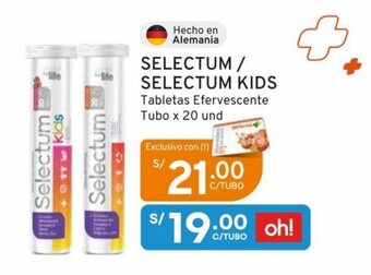 Mifarma SELECTUM / SELECTUM KIDS Tabletas Efervescente Tubo x 20 und oferta