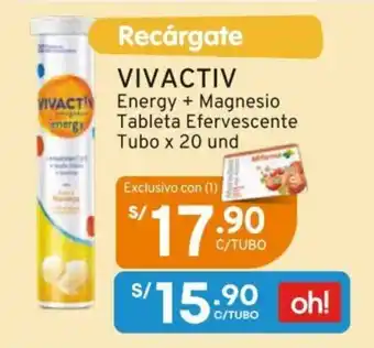 Mifarma VIVACT Energy + Magnesio Tableta Efervescente Tubo x 20 und oferta