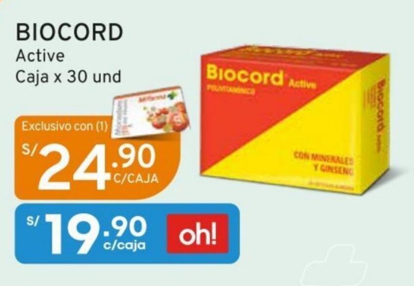 Mifarma BIOCORD Active Caja x 30 und oferta