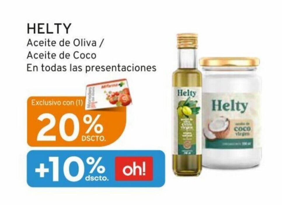 Mifarma HELTY Aceite de Oliva / Aceite de Coco En todas las presentaciones oferta