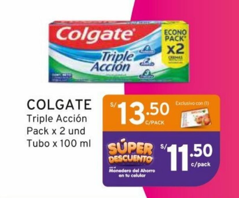 Mifarma Colgate Triple Acción Pack x 2 und Tubo x 100 ml oferta