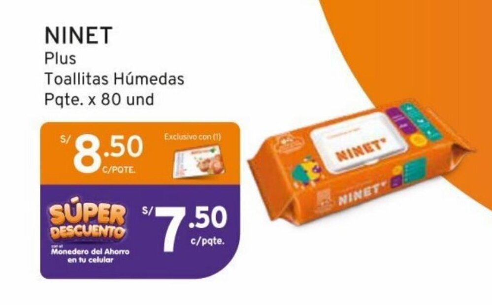 Mifarma NINET Plus Toallitas Húmedas Pqte. x 80 und oferta