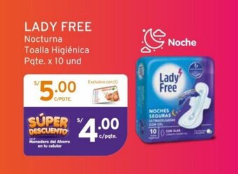 Mifarma LADY FREE Nocturna Toalla Higiénica Pqte. x 10 und oferta