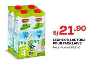 Wong LECHE 0% LACTOSA FOUR PACK LAIVE oferta
